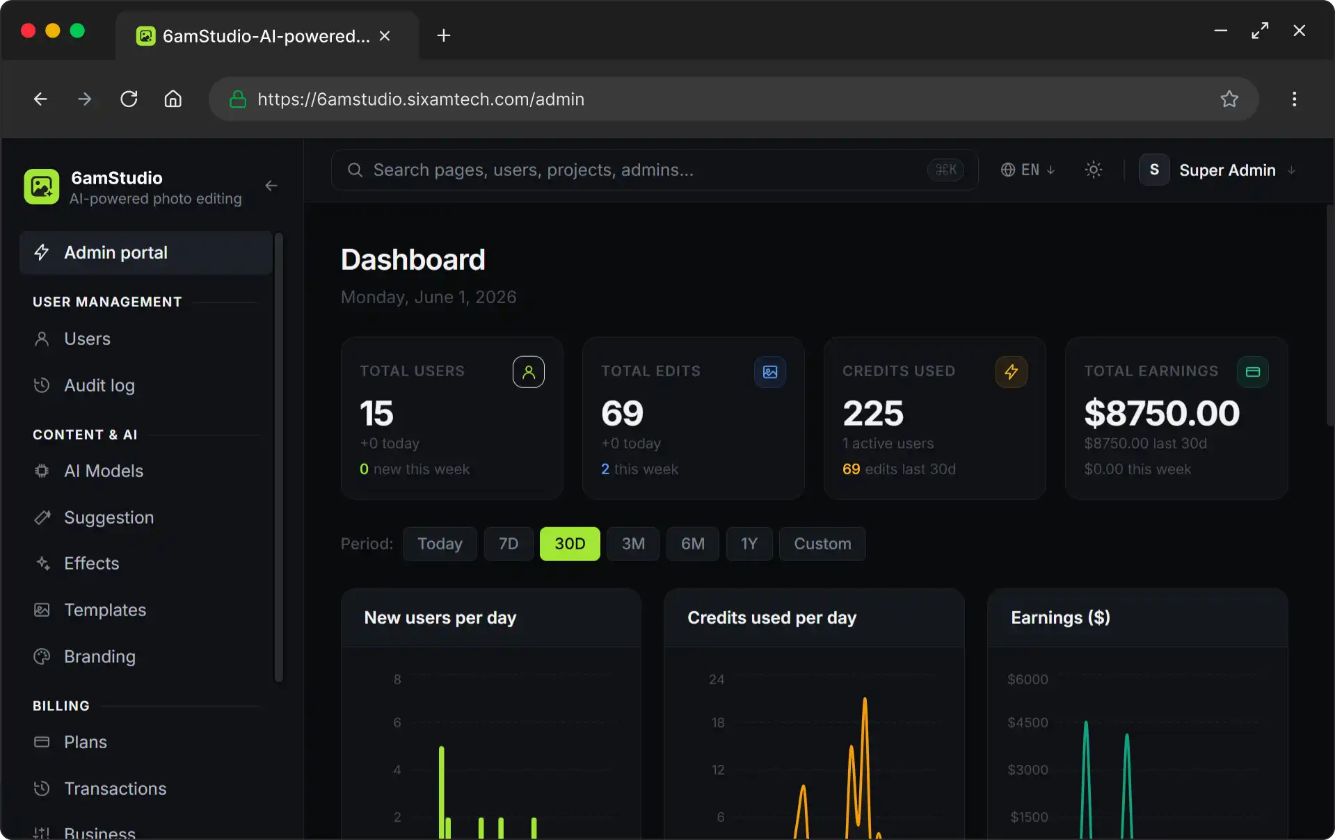 Admin Panel Dashboard